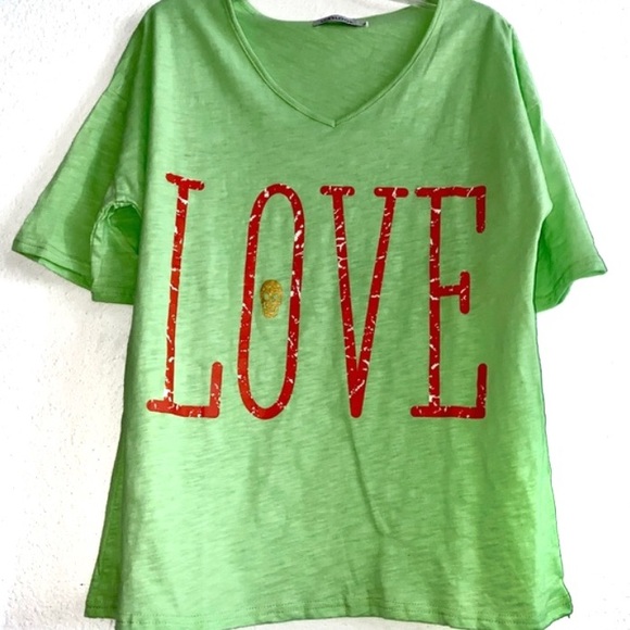 🍀MissLook Skull Love v-neck T-shirt - Picture 2 of 15